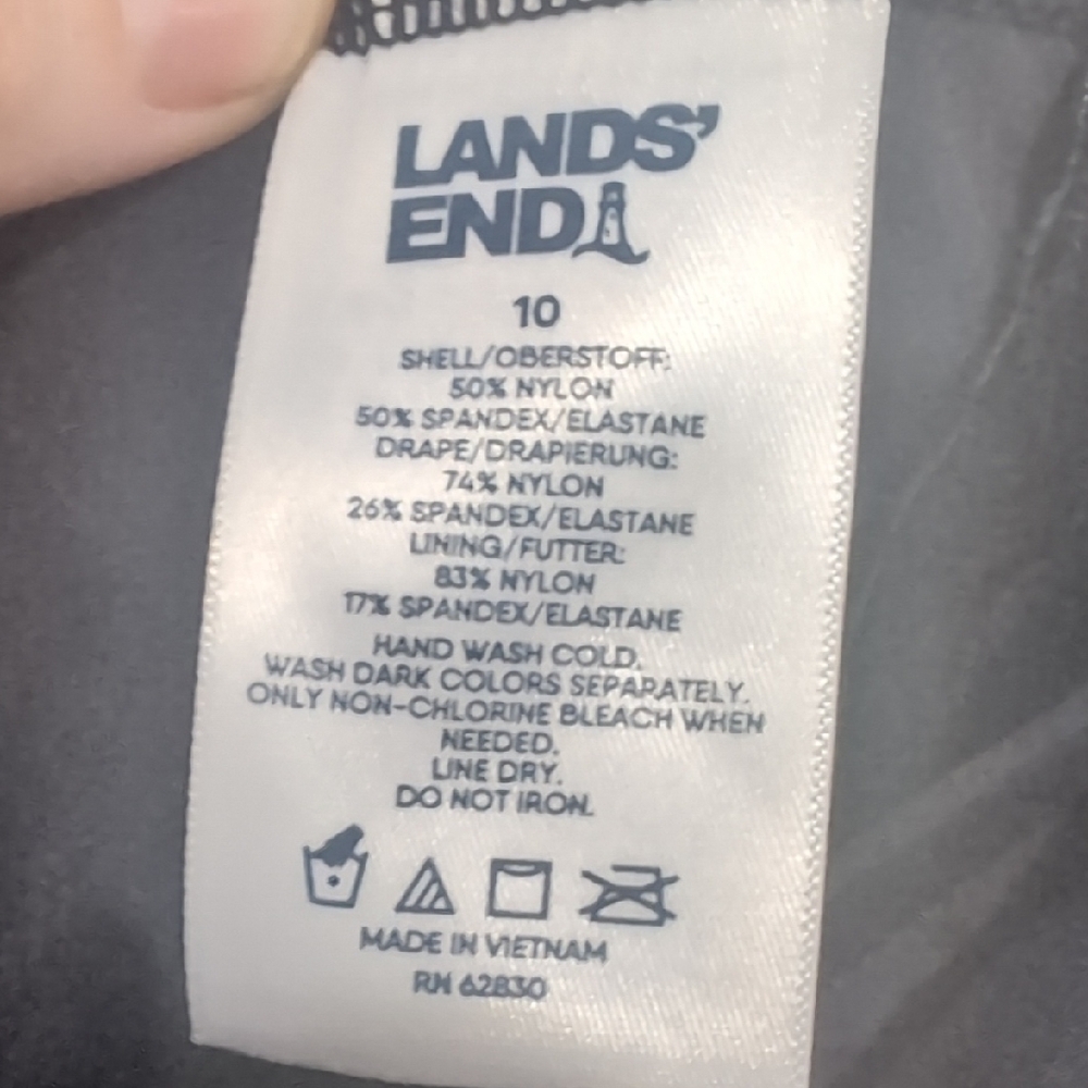 Land's End New SlenderSuit V-neck Wrap Skirted Low Leg One Piece Black Sz 10 - Picture 3 of 6